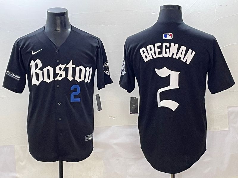 Men 2025 Boston Red Sox 2 Bregman Black Five generations Joint Name Nike MLB Jersey style 29